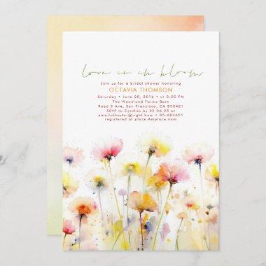 Watercolor Wildflowers Elegant Boho Bridal Shower Invitations