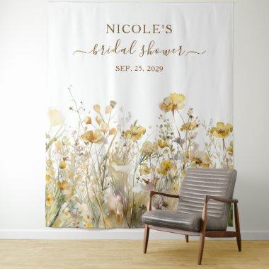 Watercolor Wildflowers Fall Bridal Shower Backdrop