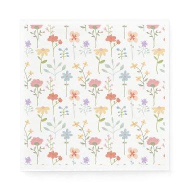 Watercolor Wildflowers Floral Pattern Napkins