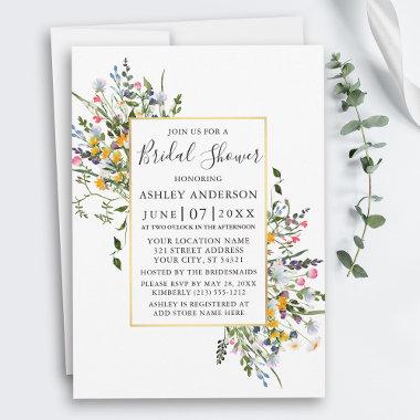 Watercolor Wildflowers Gold Frame