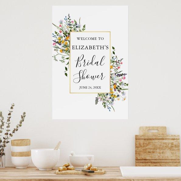 Watercolor Wildflowers Gold Frame  Poster
