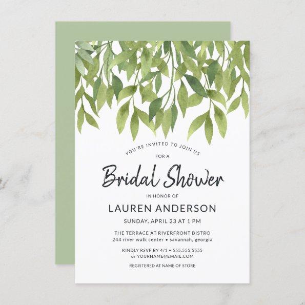 Watercolor Willows Botanical Bridal Shower Invite