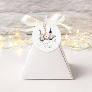 Watercolor Wine & Botanical Cheers to Love Favor Tags