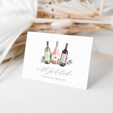 Watercolor Wine & Botanical Couples Thank You Invitations