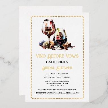 Watercolor wine tasting pairing vineyard gold foil Invitations