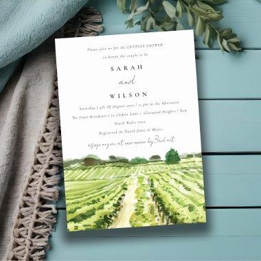 Watercolor Winery Vineyard Couples Shower Invite