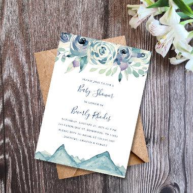 Watercolor Winter Mountain Baby Shower Invitations