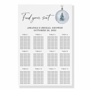 Watercolor winter seating chart foam board