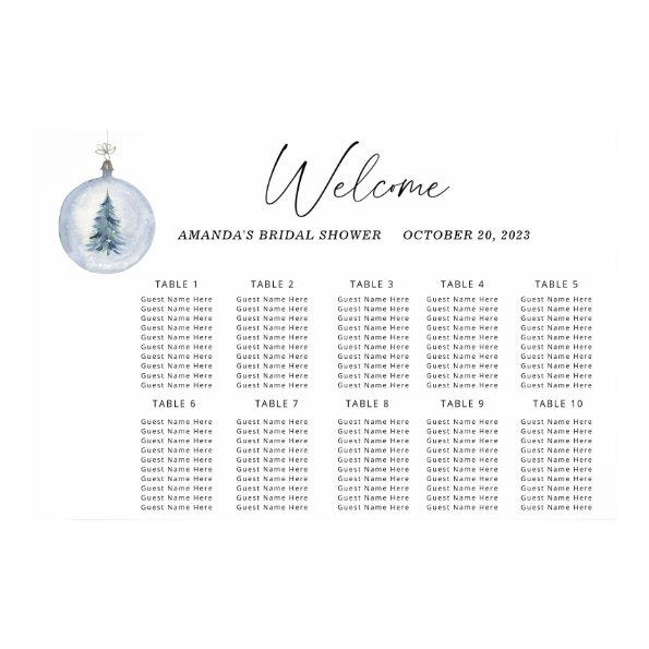 Watercolor winter wedding seating chart