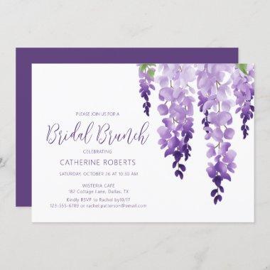 Watercolor Wisteria Bridal Brunch Elegant Floral Invitations