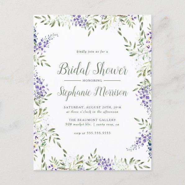 Watercolor Wisteria Frame Floral Bridal Shower Invitation PostInvitations