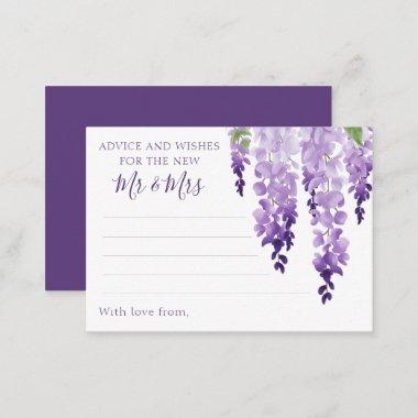Watercolor Wisteria Purple Lilac Floral Wedding  Advice Card