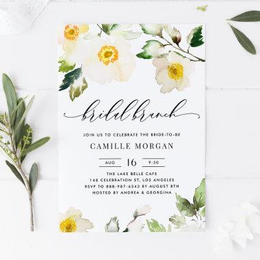 Watercolor Yellow Anemone Floral Bridal Brunch Invitations