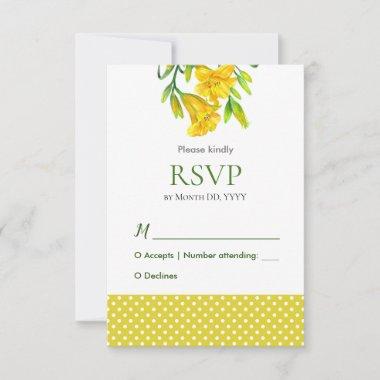 Watercolor Yellow Day Lilies Illustration RSVP Card