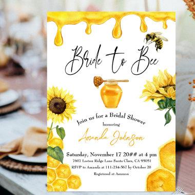 Watercolor Yellow Honey Bride to Bee Bridal Shower Invitations