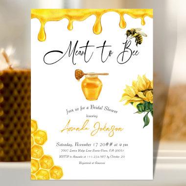 Watercolor Yellow Honey Meant to Bee Bridal Shower Invitations