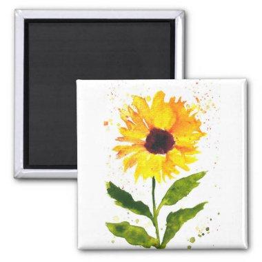 Watercolor yellow sunflower watercolor flowers magnet