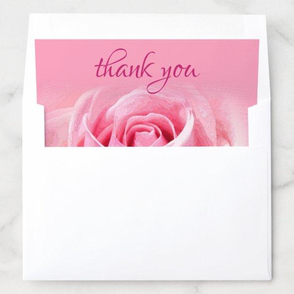 Watercolors Thank You Elegant Pink Rose Template Envelope Liner