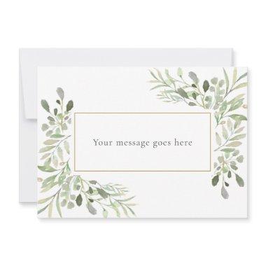Watercolour Greenery Leaves Foliage Your Message Thank You