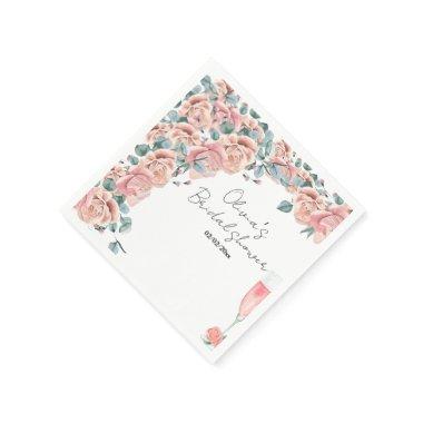 Watercolour petals & prosecco summer bridal shower napkins