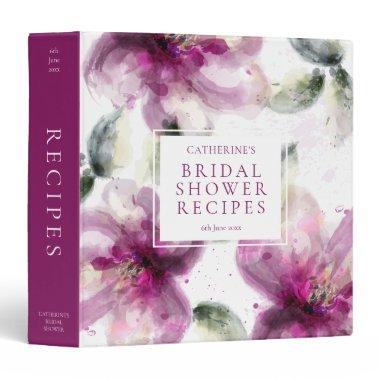 Watercolour Pink Lily Bridal Shower Recipe Binder