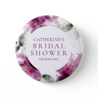 Watercolour Pink Lily Floral Bridal Shower Button