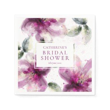 Watercolour Pink Lily Floral Bridal Shower Napkins