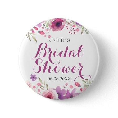 Watercolour Roses Bridal Shower Button