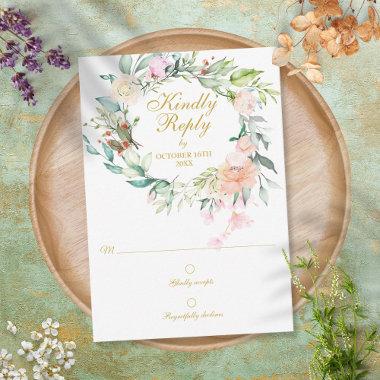 Watercolour Roses Greenery Floral RSVP