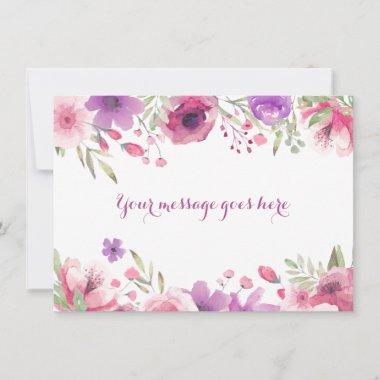 Watercolour Roses Your Message Thank You Invitations