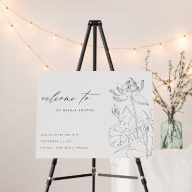 Waterlily Floral Sketch Bridal Shower Welcome Foam Board