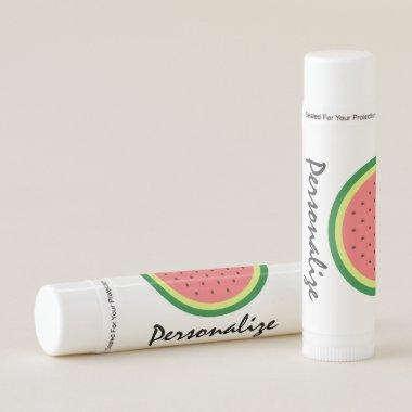 Watermelon lip balm sticks with custom text print