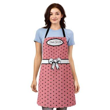 Watermelon Pink Polka Dot White Bow Personalized Apron