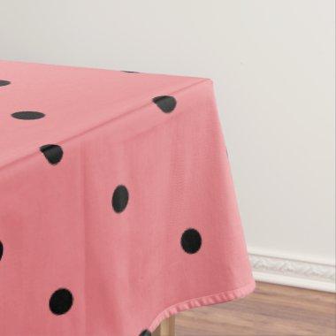 Watermelon Pink with Black Polka Dots Tablecloth