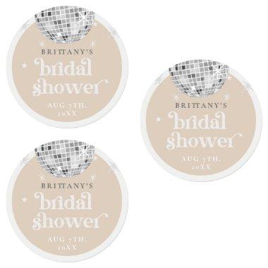 Waterproof Silver Retro Disco Groovy Bridal Shower Labels