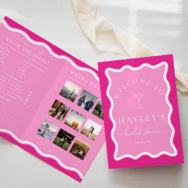 Wave Hot Pink Bridal Shower Game and Menu Booklet