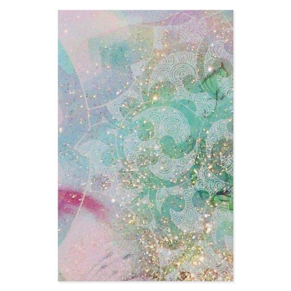 WAVES/ ABSTRACT FLORAL SWIRLS Gold Teal Blue Green Stationery