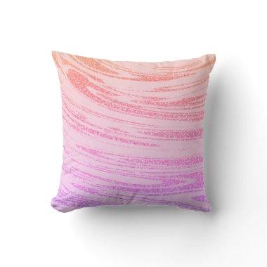 Waves Abstract Pink Rose Gold Glitter Pattern Gift Outdoor Pillow