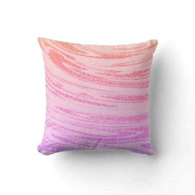 Waves Abstract Pink Rose Gold Glitter Pattern Gift Throw Pillow