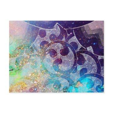 WAVES Blue Floral Circles ,Swirls Post