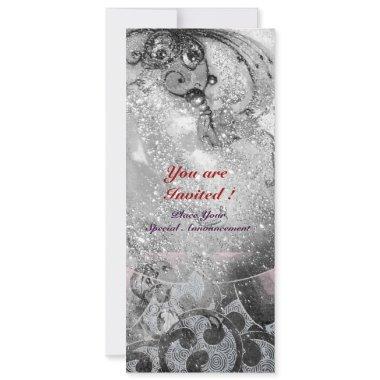 WAVES , bright black and white sparkles Invitations