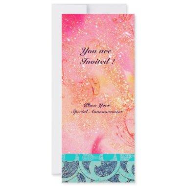 WAVES , bright blue green pink gold sparkles