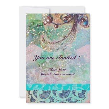 WAVES , bright red brown yellow blue pink sparkles Invitations