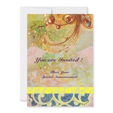 WAVES , bright red brown yellow blue pink sparkles Invitations