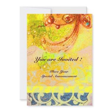 WAVES , bright red brown yellow blue pink sparkles Invitations