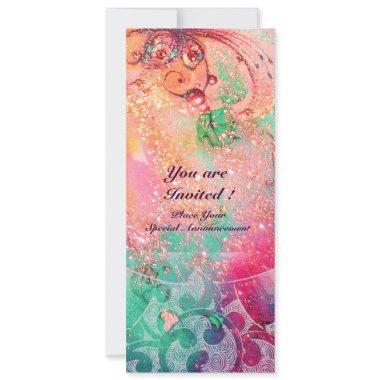 WAVES , bright red green blue pink gold sparkles Invitations