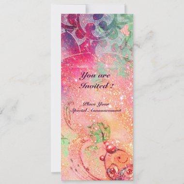 WAVES , bright red green blue pink gold sparkles Invitations