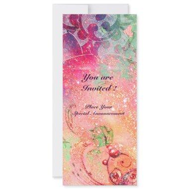 WAVES , bright red green blue pink gold sparkles Invitations