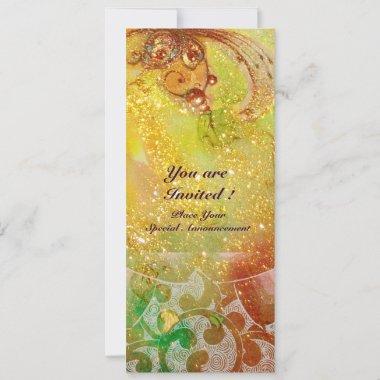 WAVES , bright red green brown pink gold sparkles Invitations