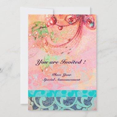 WAVES , bright red green yellow blue pink sparkles Invitations